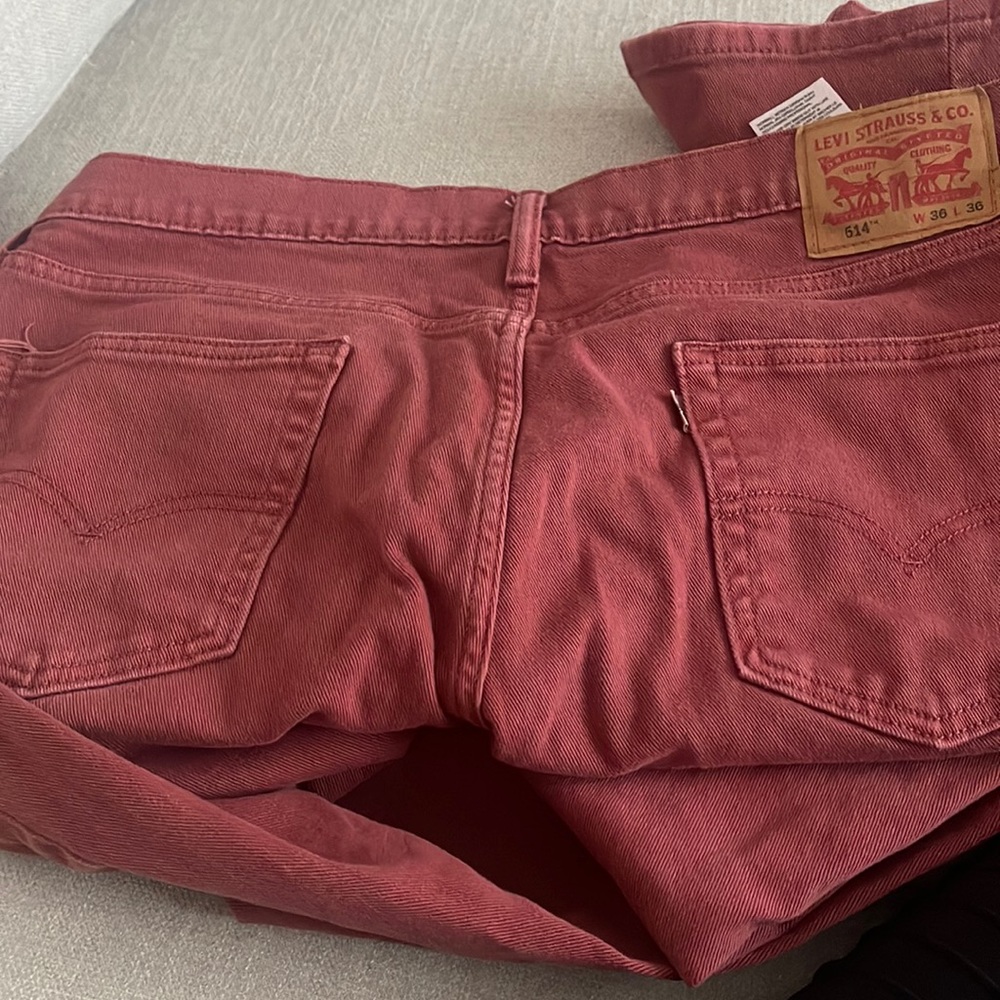 Levis Mens 514 Red Straight Fit Stretch Denim Jeans 36 X 36